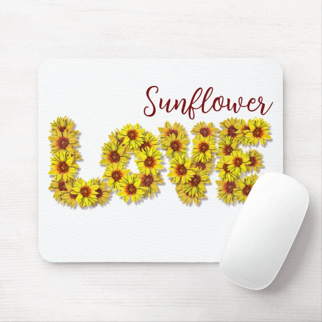 Sunflower Love Mouse Pad (With Mouse)