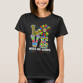 Sunflower Love Needs No Words Autism Awareness Men T-Shirt