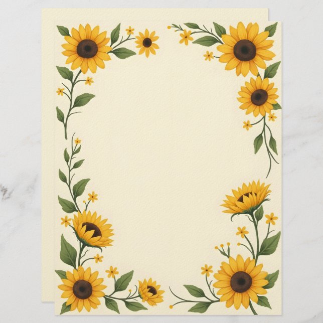 Sunflower Love Stationery Paper (Front/Back)