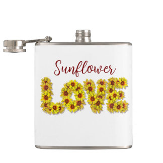 Sunflower Love Vinyl Wrapped Flask