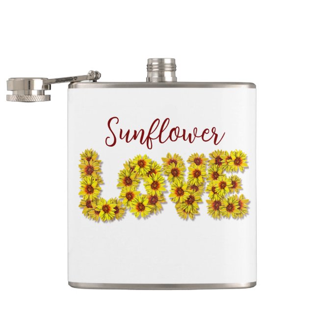 Sunflower Love Vinyl Wrapped Flask (Opened)