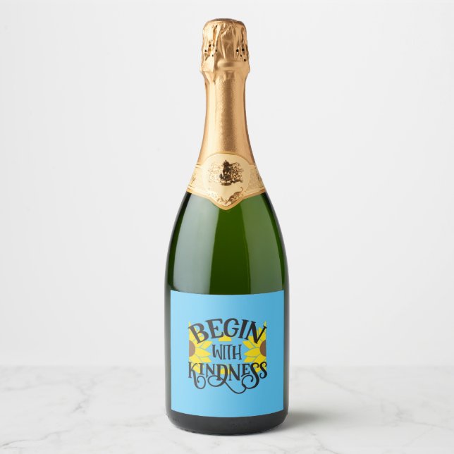 Sunflower Lover | Begin With Kindness Sparkling Wine Label (Front)