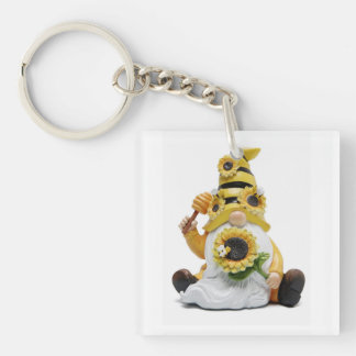 SUNFLOWER LOVING GNOME "KEY CHAIN" KEYCHAIN