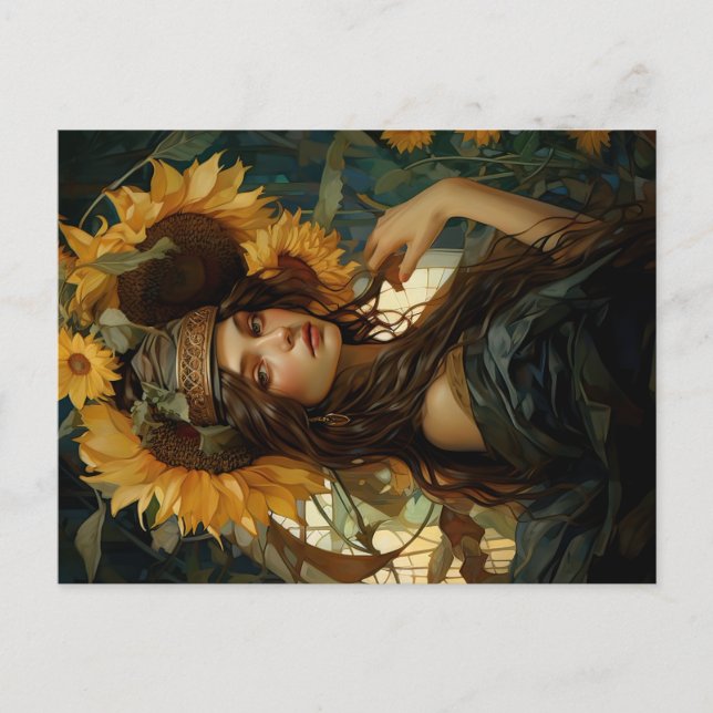 Sunflower Maiden Deluxe Style Postcard (Front)