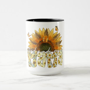 Sunflower MAMA Lettering with Butterflies Mug
