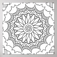 Sunflower Mandala Colouring Poster