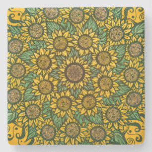 Sunflower Mandala Nature Lover Sunflowers Floral Stone Coaster