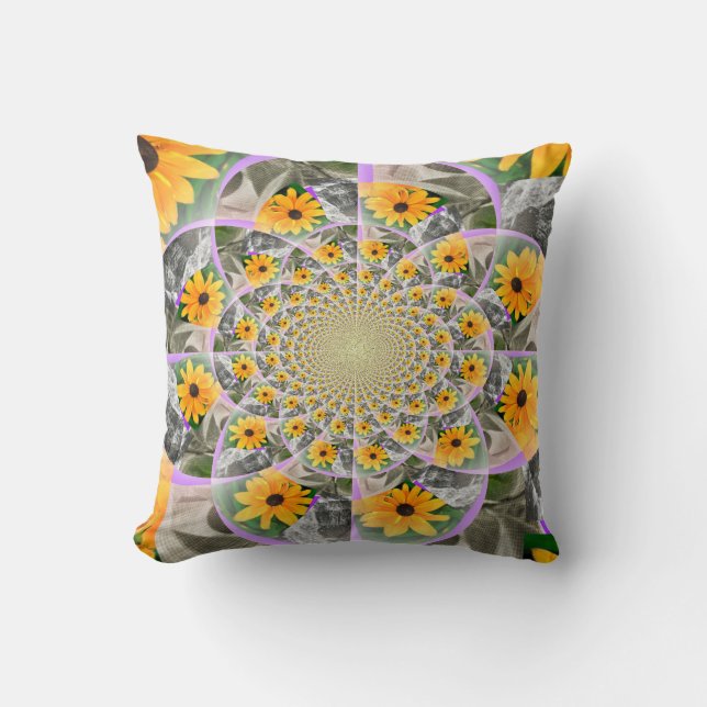 Sunflower Mandala Throw Pillow (Front)