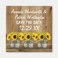 Sunflower Mason Jar Burlap and Lace Save the Date
