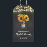 Sunflower Mason Jar Chalkboard Bridal Shower Gift Tags<br><div class="desc">Sunflower Mason Jar Chalkboard Bridal Shower Tags -  feature a chalkboard background with decorative string lights and a mason jar at the bottom that's decorated with burlap and lace. Jar is also filled with sunflowers. See the full matching design collection on this page.</div>