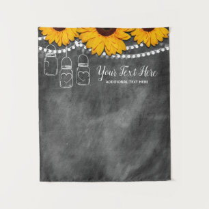 Sunflower Mason Jar Photo Booth Backdrop Tapestry
