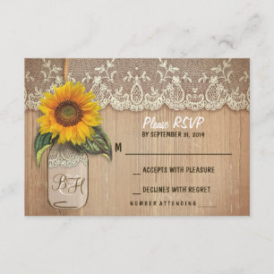 sunflower mason jar wedding RSVP cards