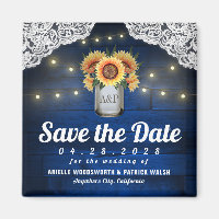 Sunflower Mason Jar Wood Save the Date Magnets