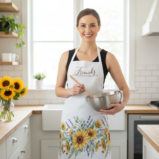 Sunflower Meadow Script Quote Friends Gift Apron (Sunflower friendship apron)