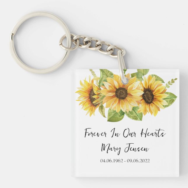 Sunflower Memorial Funeral Photo Keychain (Front)