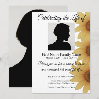 Sunflower memorial invitation
