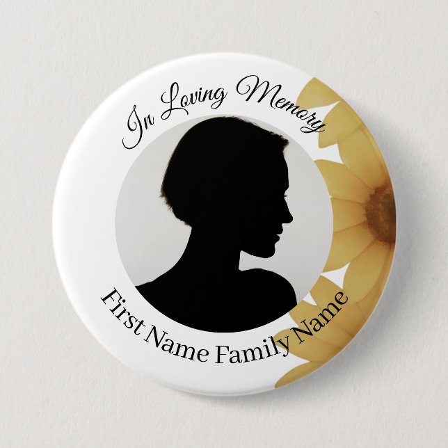 Sunflower memorial photo button (Front)