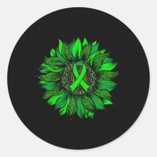 Sunflower Mental Health Awareness Green Ribbon Wom Classic Round Sticker
