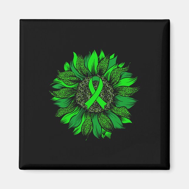 Sunflower Mental Health Awareness Green Ribbon Wom Magnet (Front)
