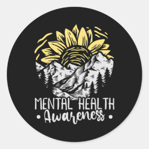 Sunflower Mental Health Awareness Month  Classic Round Sticker