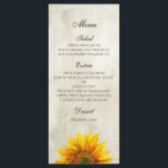 Sunflower menu. Rustic wedding dinner menu card<br><div class="desc">Matching items - https://goo.gl/r6nm2B ♥ You can change colour or size of font: click on the button "Customize" ♥ Suitable for birthday,  anniversary and any other party ♥ Contact me,  please,  if you need additional items.</div>
