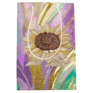 Sunflower Metallic Floral Gift Bag