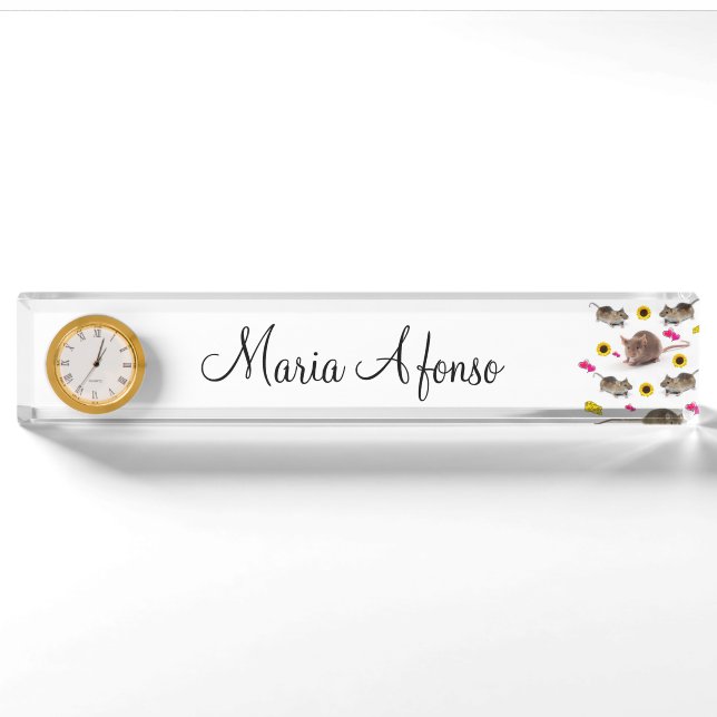 Sunflower Mice Exterminator Desk Nameplate (Front)