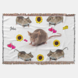 Sunflower Mice Throw Blanket