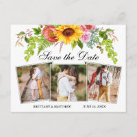 Sunflower Mixed Floral 3 Photo Save The Date
