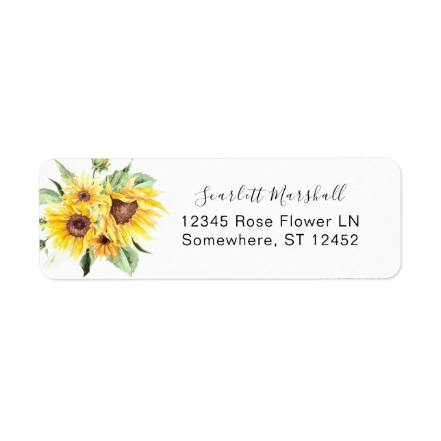 Sunflower MOD Floral Adresse de retour (Devant)