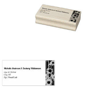 Sunflower Modern Calligraphy Wedding Address Rubber Stamp