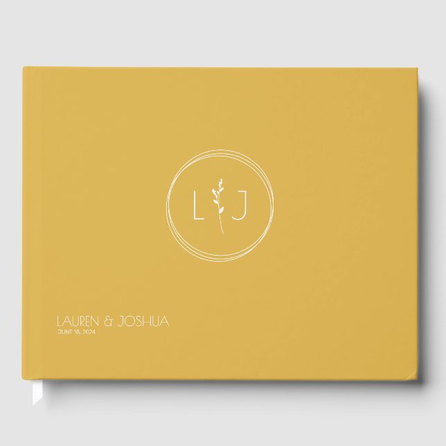 Sunflower • Modern Minimalist Wedding Guest Book (Front)