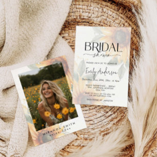 Sunflower Modern Photo Bridal Shower Invitation