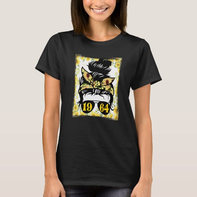 Sunflower Mom Born In 1964 Birthday Gardening Woma T-Shirt (Front)