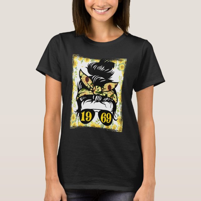 Sunflower Mom Born In 1969 Birthday Gardening Woma T-Shirt (Front)