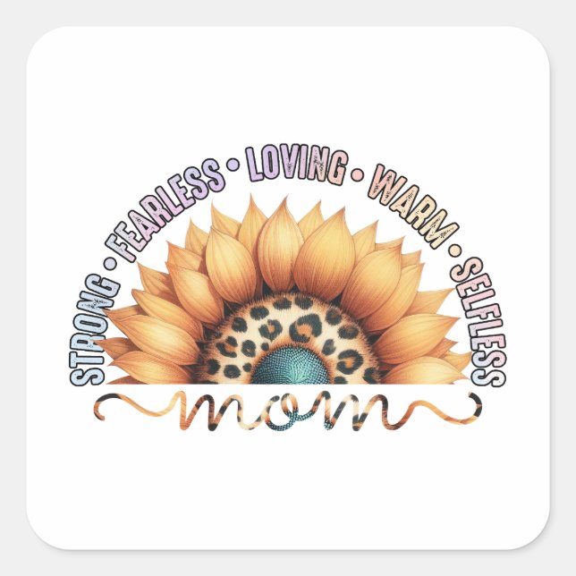 Sunflower Mom Square Sticker (Front)