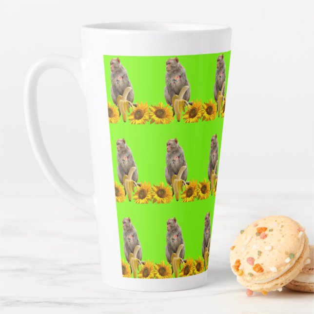 Sunflower Monkey  Floral Latte Mug (In Situ)