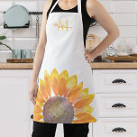 Sunflower Monogram Apron<br><div class="desc">This cheerful apron is decorated with a yellow watercolor sunflower and monogram in stylish typography.
It is easily customizable and makes a great gift for a sunflower lover.
Original Watercolor © Michele Davies.</div>