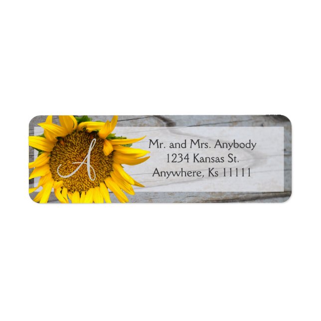 Sunflower Monogram barnwood labels (Front)