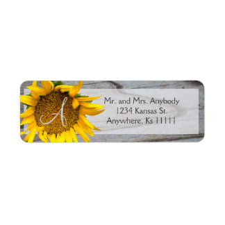 Sunflower Monogram étiquettes en bois d'écorce
