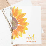 Sunflower Monogram Meal Planner<br><div class="desc">This botanical meal planner is decorated with a yellow watercolor sunflower and monogram in stylish typography.
It is easily customizable and a great kitchen gift for a sunflower lover.
Original Watercolor © Michele Davies.</div>