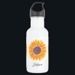 Sunflower Monogram Name Personalised 532 Ml Water Bottle<br><div class="desc">Sunflower Monogram Name Personalized Stainless Steel Water Bottle.
This floral water bottle is decorated with yellow watercolor sunflowers on a white background. 
You can customise it with your name or monogram.
Original Watercolor © Michele Davies.</div>