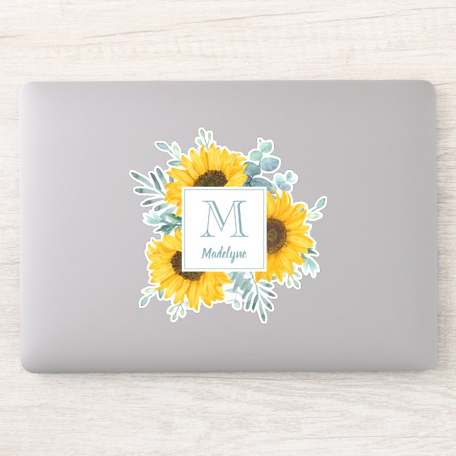 Sunflower Monogram Name Personalized (Computer)