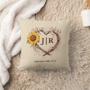 Sunflower Monogrammed Throw Pillow