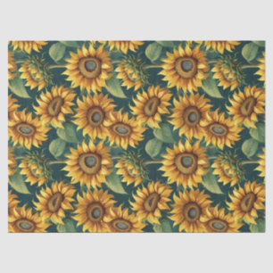 Sunflower Morning on Deep Green Tissue Paper