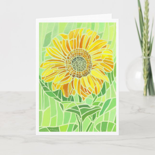 Sunflower Mosaic Greetings Card (Front)