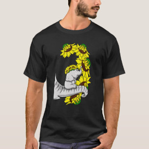 Sunflower Mother And Cub Elephant Tusker Animal T-Shirt