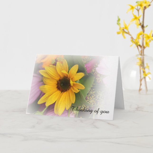 Sunflower Mother's Day Folded Greeting Card (Yellow Flower)
