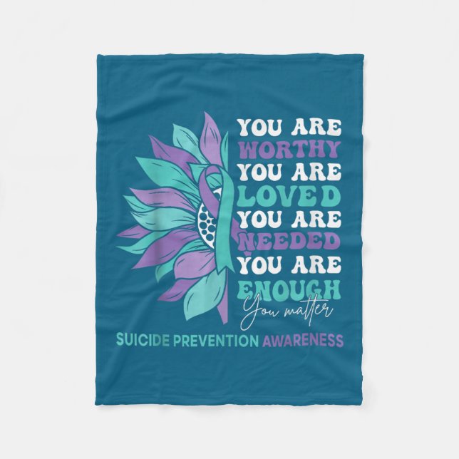 Sunflower Motivational Suprt Suicide Prevention Aw Fleece Blanket (Front)