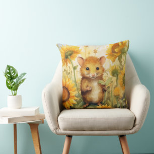Sunflower Mouse Garden Miceville 17 of 17 Throw Pillow